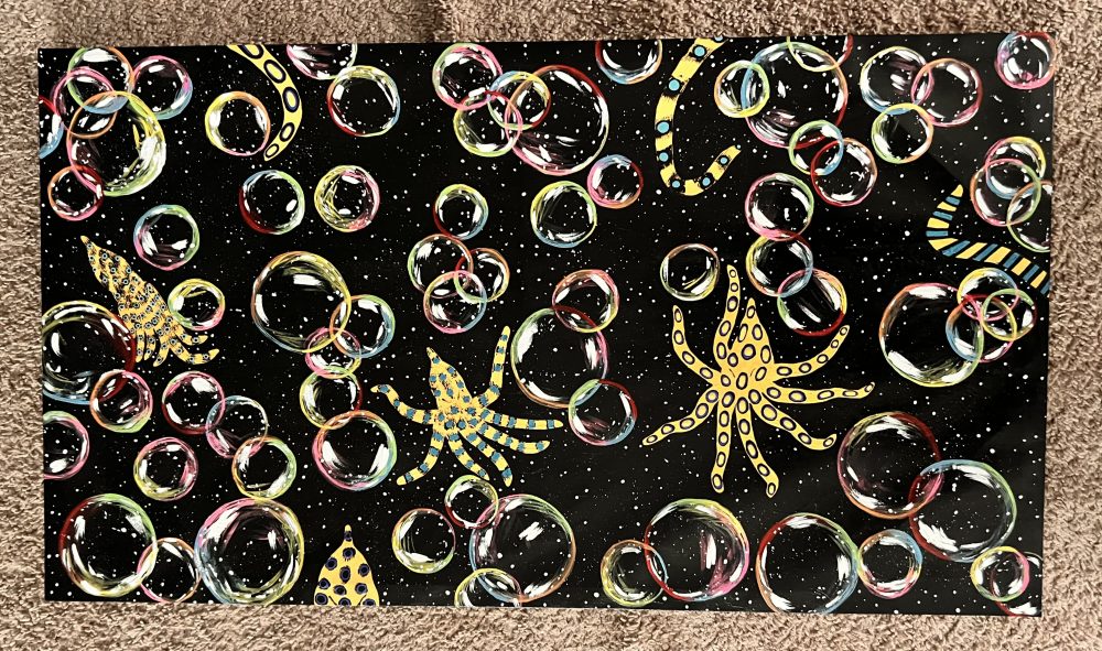Blue-Ringed Octopuses Bouncing Bubbles&nbsp;Painting
